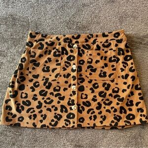 SHEIN MINI CORD LEOPARD CHEETAH SKIRT NWOT 1X ANIMAL PRINT CURVE ELASTIC WAIST